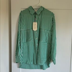 Vine & Love Green Striped Blouse